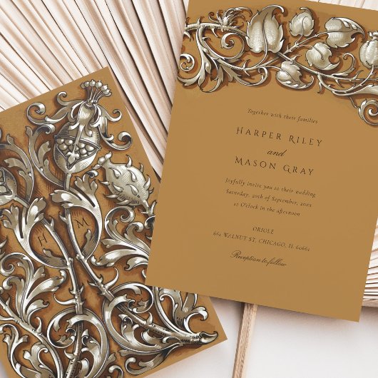 Art Nouveau Cream Elegance Bruiloft Kaart