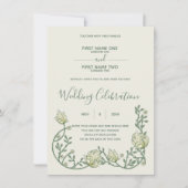 Art nouveau crème bloemen bruiloft uitnodiging (Voorkant)