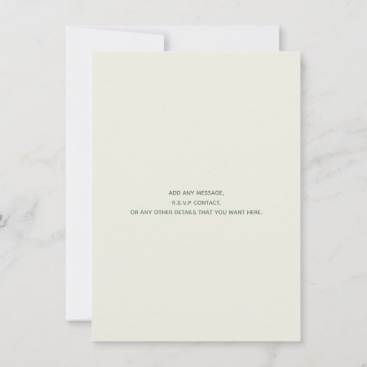 Art nouveau crème en groene huwelijksuitnodiging kaart (Achterkant)