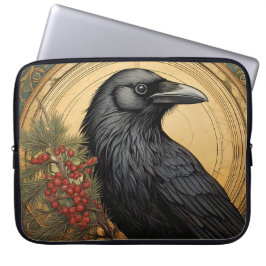 Art Nouveau Crow-laptoptas Laptop Sleeve