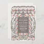 Art Nouveau Cyclamen Elegance bruiloft Kaart (Voorkant / Achterkant)