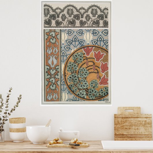 Art nouveau Cyclamen floral Eugene Grasset elegant Poster (Keuken)