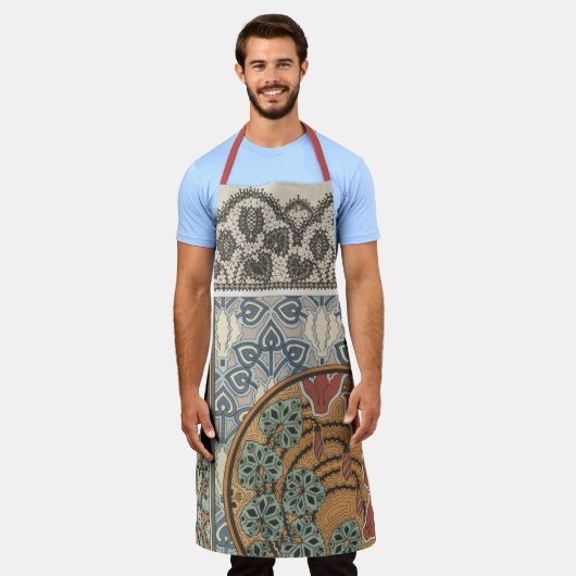 Art nouveau Cyclamen floral Eugene Grasset elegant Schort (Gedragen)