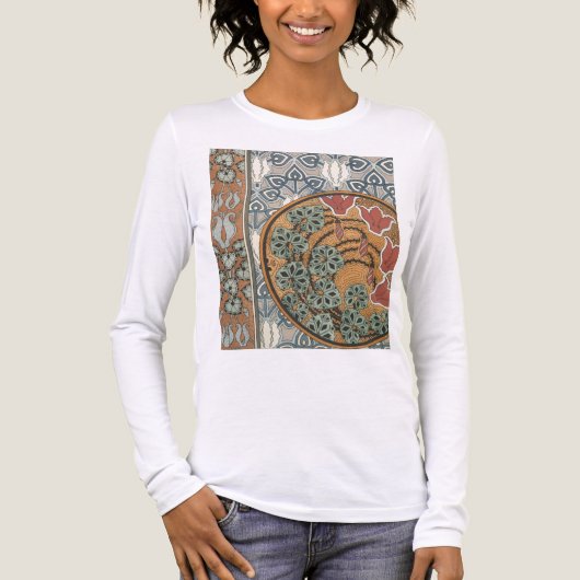 Art nouveau Cyclamen floral Eugene Grasset elegant Tri-Blend Shirt (Voorkant volledig)