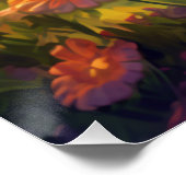 Art Nouveau Dachshund met bloemen Perfect Poster (Hoek)