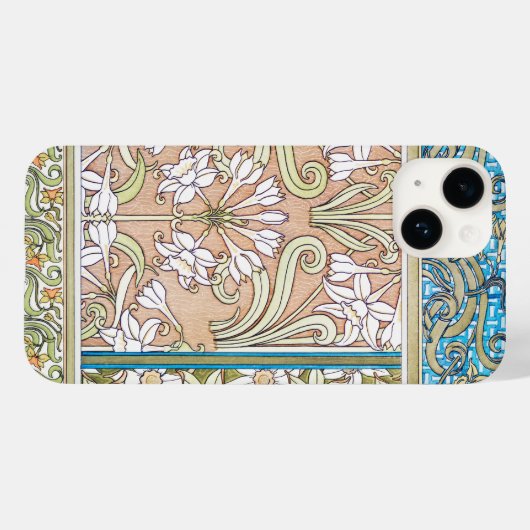 Art nouveau daffodil Verneui textiel bloemenkunst Case-Mate iPhone Case (Achterkant (horizontaal))