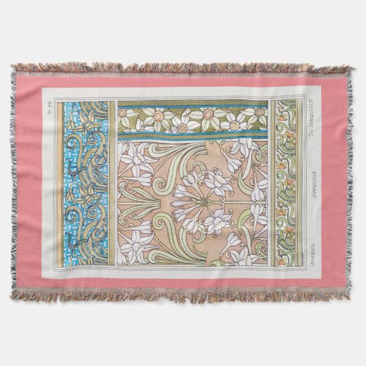 Art nouveau daffodil Verneui textiel bloemenkunst Deken (Voorkant)