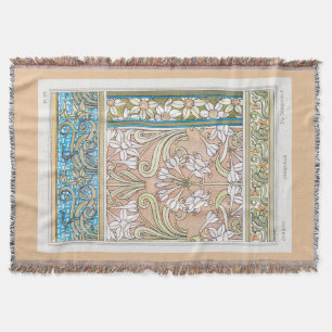 Art nouveau daffodil Verneui textiel bloemenkunst Deken