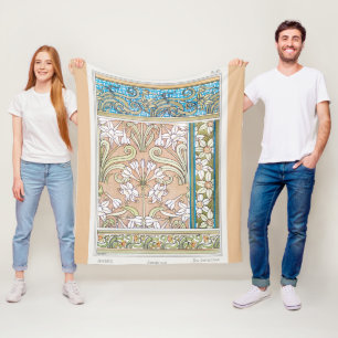 Art nouveau daffodil Verneui textiel bloemenkunst Fleece Deken