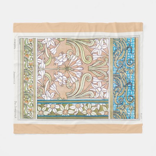 Art nouveau daffodil Verneui textiel bloemenkunst Fleece Deken (Voorkant (Horizontaal))