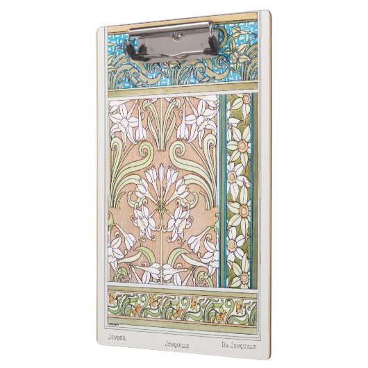 Art nouveau daffodil Verneui textiel bloemenkunst Klembord (Links)