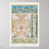 Art nouveau daffodil Verneui textiel bloemenkunst Poster (Voorkant)