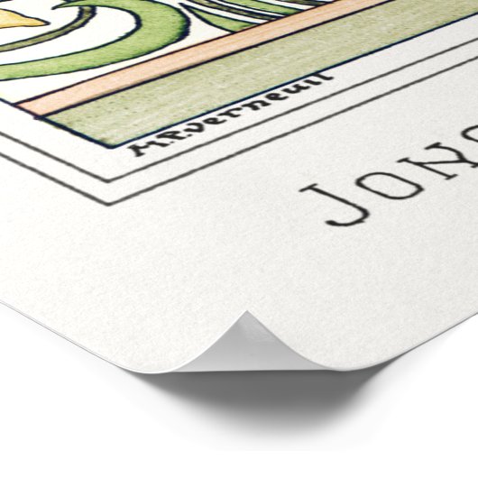 Art nouveau daffodil Verneui textiel bloemenkunst Poster (Hoek)