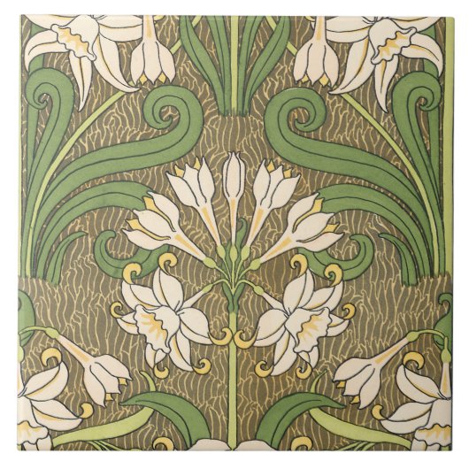 Art Nouveau Daffodils Tegeltje (Voorkant)