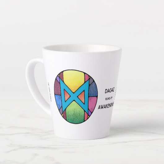 Art Nouveau Dagaz Rune Latte Mok - ONTWAKEN! (Linkerhoek)
