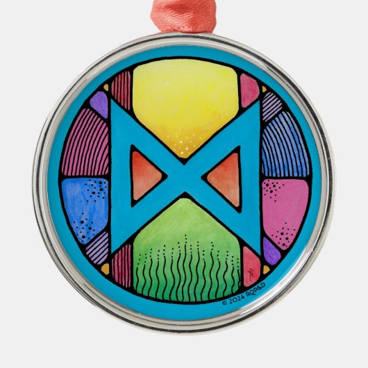 Art Nouveau Dagaz Rune of Awakening Metalen Ornament (Voorkant)