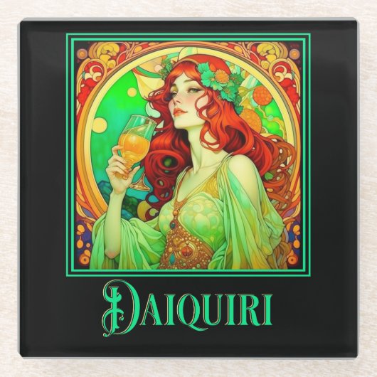 Art Nouveau Daiquiri Glazen Onderzetter (Voorkant)