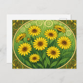 Art Nouveau Daisies Briefkaart (Voorkant / Achterkant)