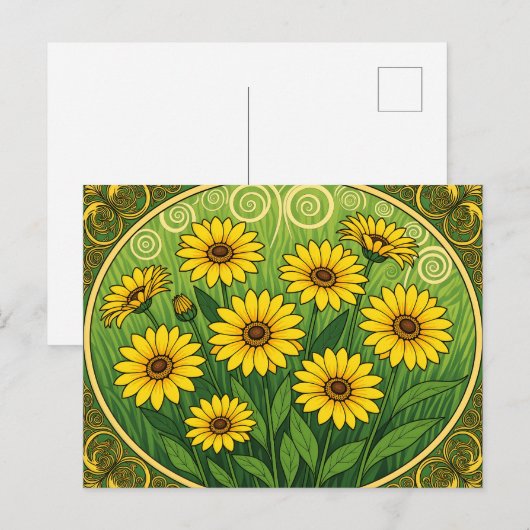 Art Nouveau Daisies Briefkaart (Voorkant / Achterkant)