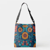 Art Nouveau daisies in blauw en geel Crossbody Tas (Achterkant)