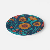 Art Nouveau daisies in blauw en geel Papieren Bordje (Gekanteld)