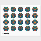 Art Nouveau daisies in blauw en geel Ronde Sticker (Vel)