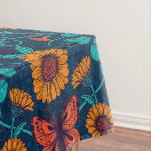 Art Nouveau daisies in blauw en geel Tafelkleed (Voorbeeld)