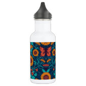 Art Nouveau daisies in blauw en geel Waterfles (Links)