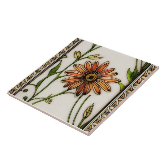 Art Nouveau Daisies Seamless florals Tegeltje (Zijkant)
