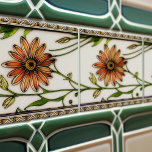 Art Nouveau Daisies Seamless florals Tegeltje<br><div class="desc">Deze mooie keramische tegel heeft een naadloos bloempatroon van de daisies uit het Art Nouveau-tijdperk. De Art Nouveau-beweging was bekend vanwege de ingewikkelde design en organische vormen die geïnspireerd waren door de natuur. De dagbloem symboliseert zuiverheid en onschuld, waardoor het een perfect cadeau is voor iemand speciaal. Deze tegel is...</div>