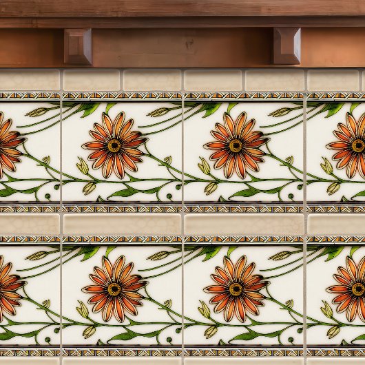 Art Nouveau Daisies Seamless florals Tegeltje