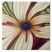 Art Nouveau Daisies Seamless paarse groene plantgo Tegeltje (Voorkant)