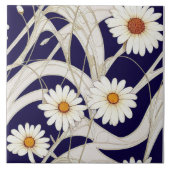 Art Nouveau Daisies Seamless white blue florals Tegeltje (Voorkant)