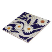 Art Nouveau Daisies Seamless white blue florals Tegeltje (Zijkant)