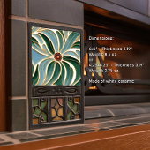 Art Nouveau Daisies Seamless white blue florals Tegeltje