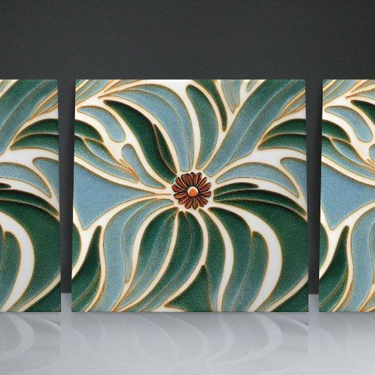 Art Nouveau Daisies Seamless white blue florals Tegeltje