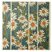 Art Nouveau Daisies Seamless white blue florals Tegeltje (Voorkant)