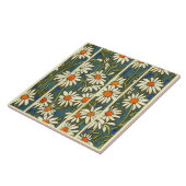 Art Nouveau Daisies Seamless white blue florals Tegeltje (Zijkant)