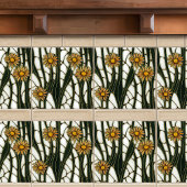 Art Nouveau Daisies Seamless white green florals Tegeltje