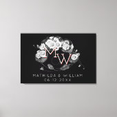 Art Nouveau Daisies Wreath Monogram aan personalis Canvas Afdruk (Voorkant)