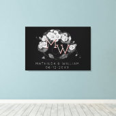 Art Nouveau Daisies Wreath Monogram aan personalis Canvas Afdruk (Insitu (Houten vloer))
