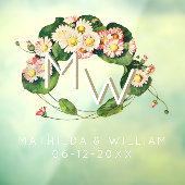 Art Nouveau Daisies Wreath Monogram aan personalis Raamsticker (Vel 3)