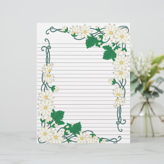 Art Nouveau Daisy Border Lined Recippage (Staand voorkant)