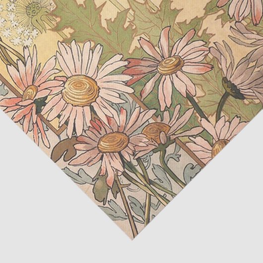 Art Nouveau Daisy en Paardenbloem 4 Tissuepapier (Detail)