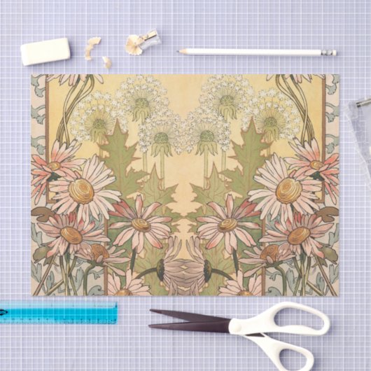 Art Nouveau Daisy en Paardenbloem 4 Tissuepapier (Craft)