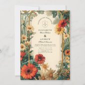 Art Nouveau Daisy Frame Bruiloft Kaart (Voorkant)