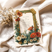 Art Nouveau Daisy Gerbera Floral Lijst bruiloft Save The Date