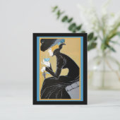 Art Nouveau Dame Drink Tea Briefkaart (Staand voorkant)