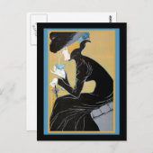 Art Nouveau Dame Drink Tea Briefkaart (Voorkant / Achterkant)