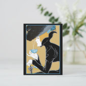 Art Nouveau Dame Drink Tea Briefkaart (Staand voorkant)